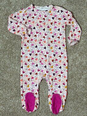 Magnetic Me Hot Pink Hearts Footie Sleeper 3-6M Baby Girl Modal Multicolor